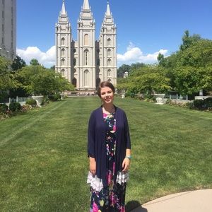 Navy blue cardigan with lace